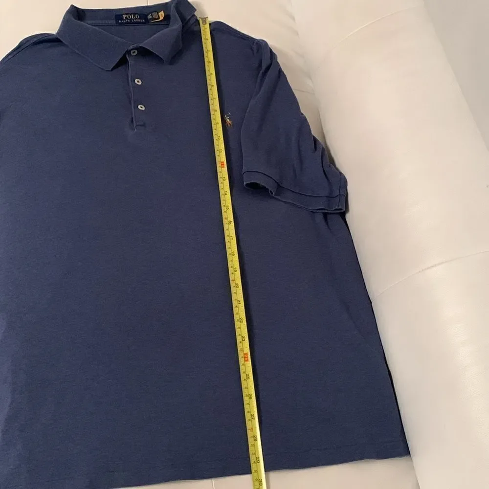 Polo Ralph Lauren Cotton Men's Navy Blue Shirt Logo Pony Polo Size 2XL